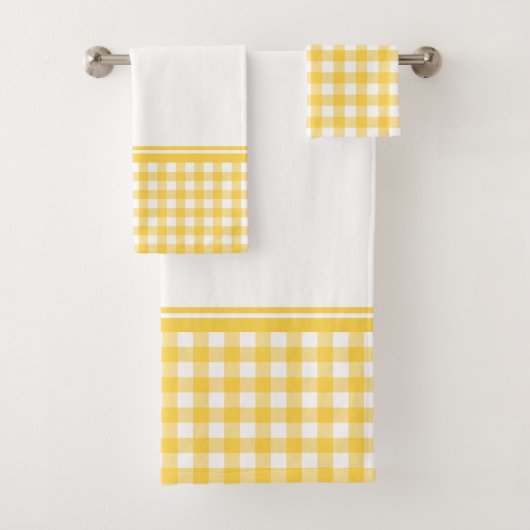 Geel en wit buffelplaid bad handdoek (Insitu)