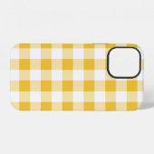 Geel en wit buffelruitpatroon Gingham iPhone Hoesje (Achterkant horizontaal)