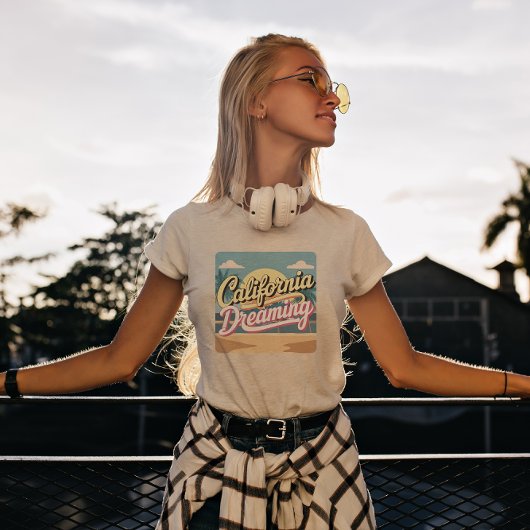 Geel en wit California Dreaming T-Shirt