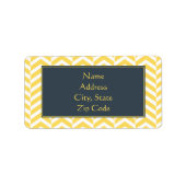 Geel en wit Chevron met houtskool Etiket (Voorkant)