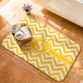 Geel en wit Chevron monogram Badmat