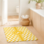 Geel en wit Chevron monogram Badmat