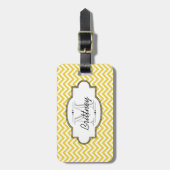 Geel en wit Chevron Stripe Bagagelabel (Voorkant verticaal)