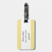 Geel en wit Chevron Stripe Bagagelabel (Achterkant verticaal)