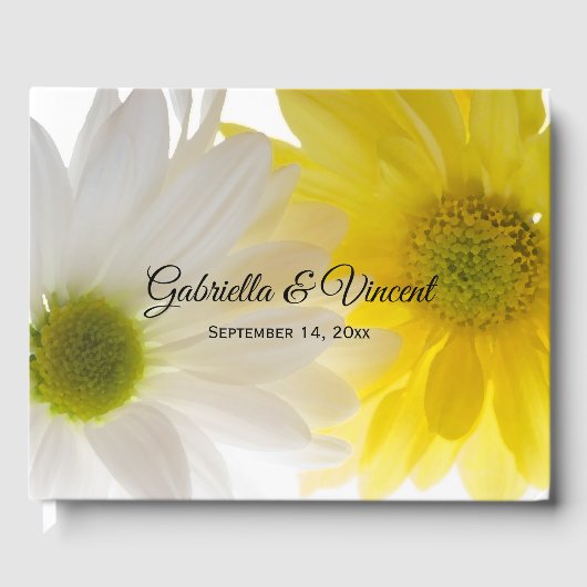 Geel en wit Daisies Wedding Gastenboek (Voorkant)
