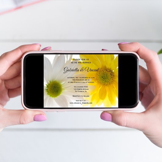 Geel en wit Daisies Wedding Kaart