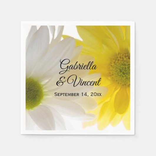 Geel en wit Daisies Wedding Servetten (Voorkant)