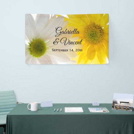 Geel en wit Daisies Wedding Spandoek (Beurs)