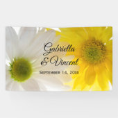 Geel en wit Daisies Wedding Spandoek (Horizontaal)