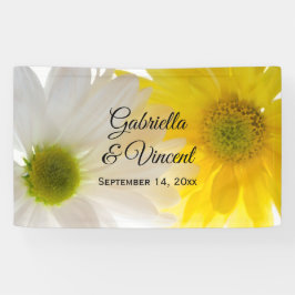 Geel en wit Daisies Wedding Spandoek
