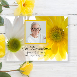 Geel en wit Daisy Flowers Dood Jubileum Kaart