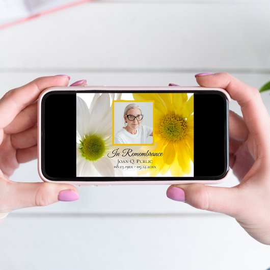 Geel en wit Daisy Flowers Dood Jubileum Kaart