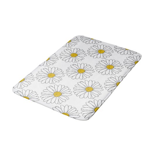 Geel en wit Daisy Pattern Badmat (Gekanteld)