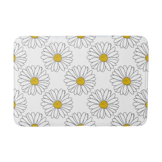 Geel en wit Daisy Pattern Badmat (Voorkant)