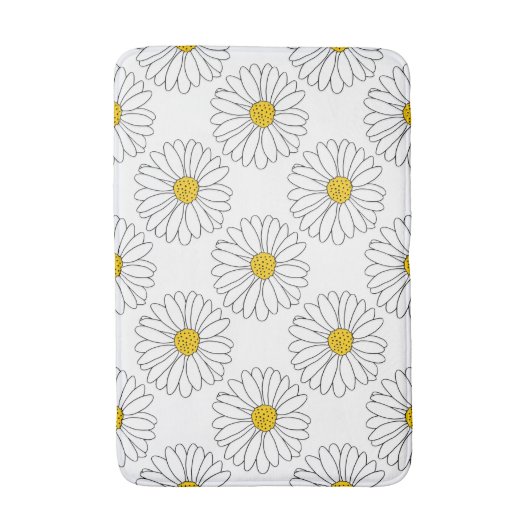 Geel en wit Daisy Pattern Badmat (Voorkant Verticaal)