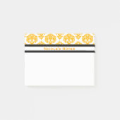 Geel en wit Damaspatroonpatroon, gepersonaliseerd Post-it® Notes (Voorkant)