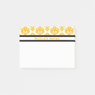 Geel en wit Damaspatroonpatroon, gepersonaliseerd Post-it® Notes