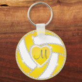 Geel en wit Diamond Volleyball 🏐 Sleutelhanger (Voorkant)