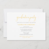 Geel en Wit Eenvoudig Foto Afstudeerfeestje Kaart (Achterkant)