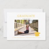 Geel en Wit Eenvoudig Foto Afstudeerfeestje Kaart (Voorkant)