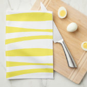 Geel en Wit Elegant Golfpatroon Theedoek (Quarter Fold)