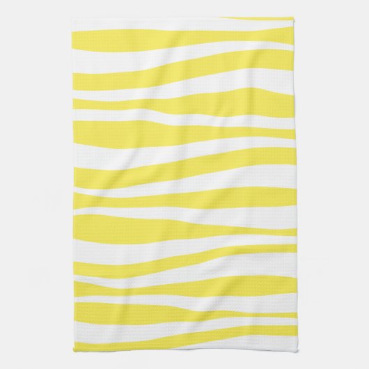 Geel en Wit Elegant Golfpatroon Theedoek (Verticaal)