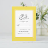 Geel en wit | Elegant Wedding Enclosure RSVP Kaartje (Staand voorkant)