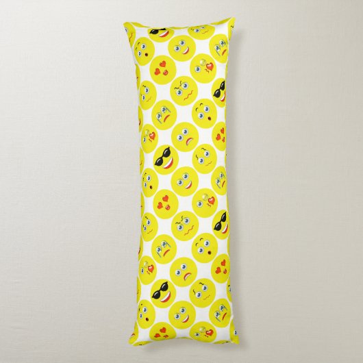 Geel en wit Emoji-patroon Lichaamskussen (Achterkant (Verticaal))