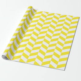 Geel en wit Extra Groot Herringbone Cadeaupapier