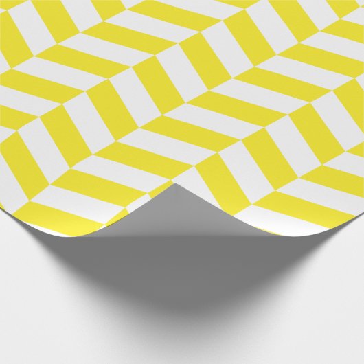 Geel en wit Extra Groot Herringbone Cadeaupapier (Hoek)