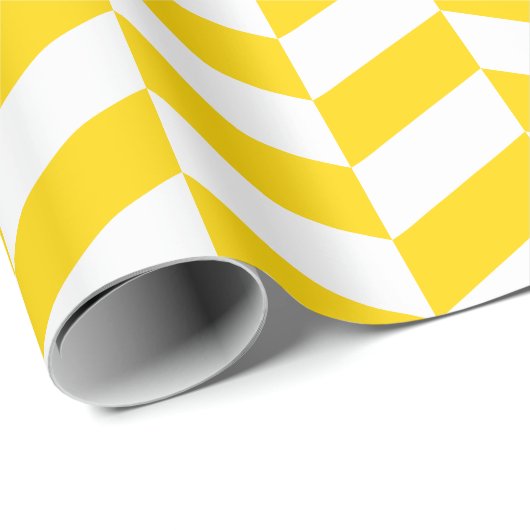 Geel en wit Extra Groot Herringbone Cadeaupapier (Rol Hoek)