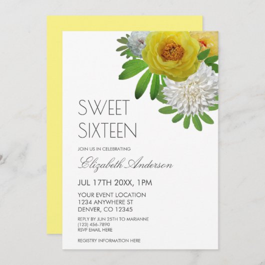 Geel en wit, fijn, zestien kaart (Voorkant / Achterkant)