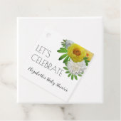 Geel en wit Floral Genderneutraal Baby shower Bedankjes Labels (In situ)
