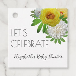 Geel en wit Floral Genderneutraal Baby shower Bedankjes Labels