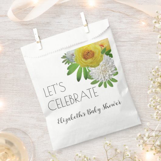 Geel en wit Floral Genderneutraal Baby shower Bedankzakje (Geknipt)
