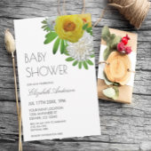 Geel en wit Floral Genderneutraal Baby shower Kaart