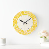 Geel en wit  Floral Lace Grote Klok (Huis)