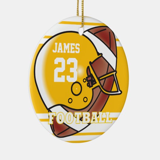Geel en wit Football Keramisch Ornament (Rechts)