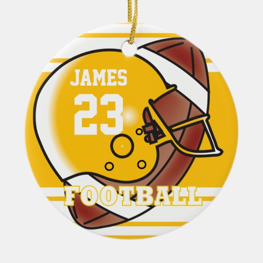 Geel en wit Football Keramisch Ornament (Voorkant)