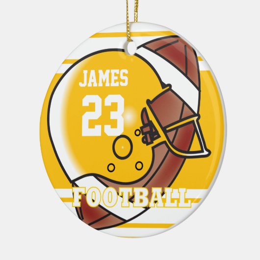 Geel en wit Football Keramisch Ornament (Links)