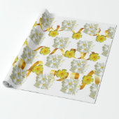 Geel en wit Frangipani Matte Wrapping papier (Uitgerold)