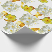 Geel en wit Frangipani Matte Wrapping papier (Hoek)