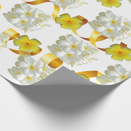 Geel en wit Frangipani Matte Wrapping papier (Hoek)