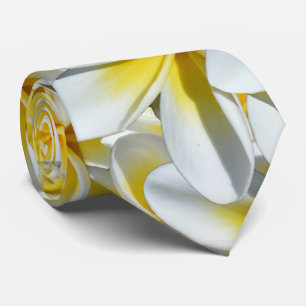 Geel en wit Frangipanis Stropdas