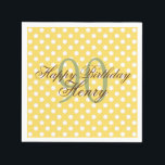 Geel en wit Fun Polka Dot 90th Birthday Paper Servet<br><div class="desc">Maak uw feesten extra speciaal met deze aangepaste papieren servetten.</div>