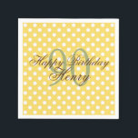 Geel en wit Fun Polka Dot 90th Birthday Paper Servet<br><div class="desc">Maak uw feesten extra speciaal met deze aangepaste papieren servetten.</div>
