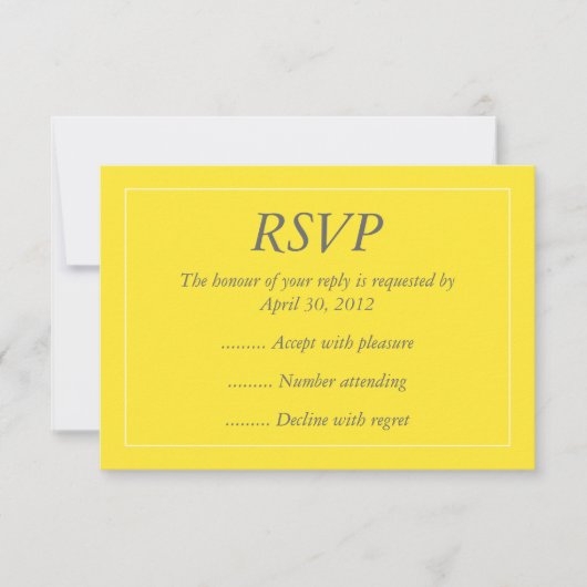 Geel en wit gebeurtenisantwoord, RSVP- of responsk RSVP Kaartje (Voorkant)
