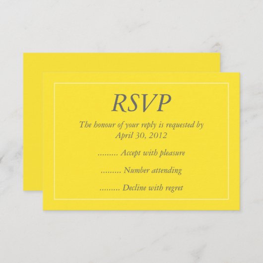 Geel en wit gebeurtenisantwoord, RSVP- of responsk RSVP Kaartje (Voorkant / Achterkant)