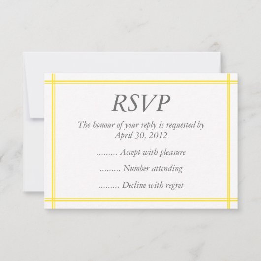 Geel en wit gebeurtenisantwoord, RSVP- of responsk RSVP Kaartje (Voorkant)