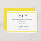 Geel en wit gebeurtenisantwoord, RSVP- of responsk RSVP Kaartje (Voorkant / Achterkant)